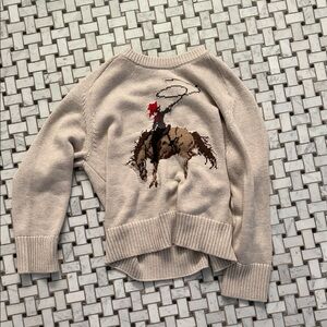 Abercrombie & Fitch Beige Crewneck Sweater with Cowboy Intarsia